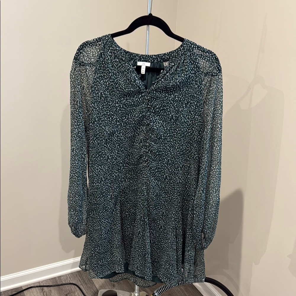 Joie Green and White Speckled Blouse